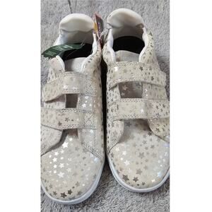 Goats 005 K Star Leather Double Hook Loop Strap Low Kids Sneakers‎ Sz 2.5 Silver